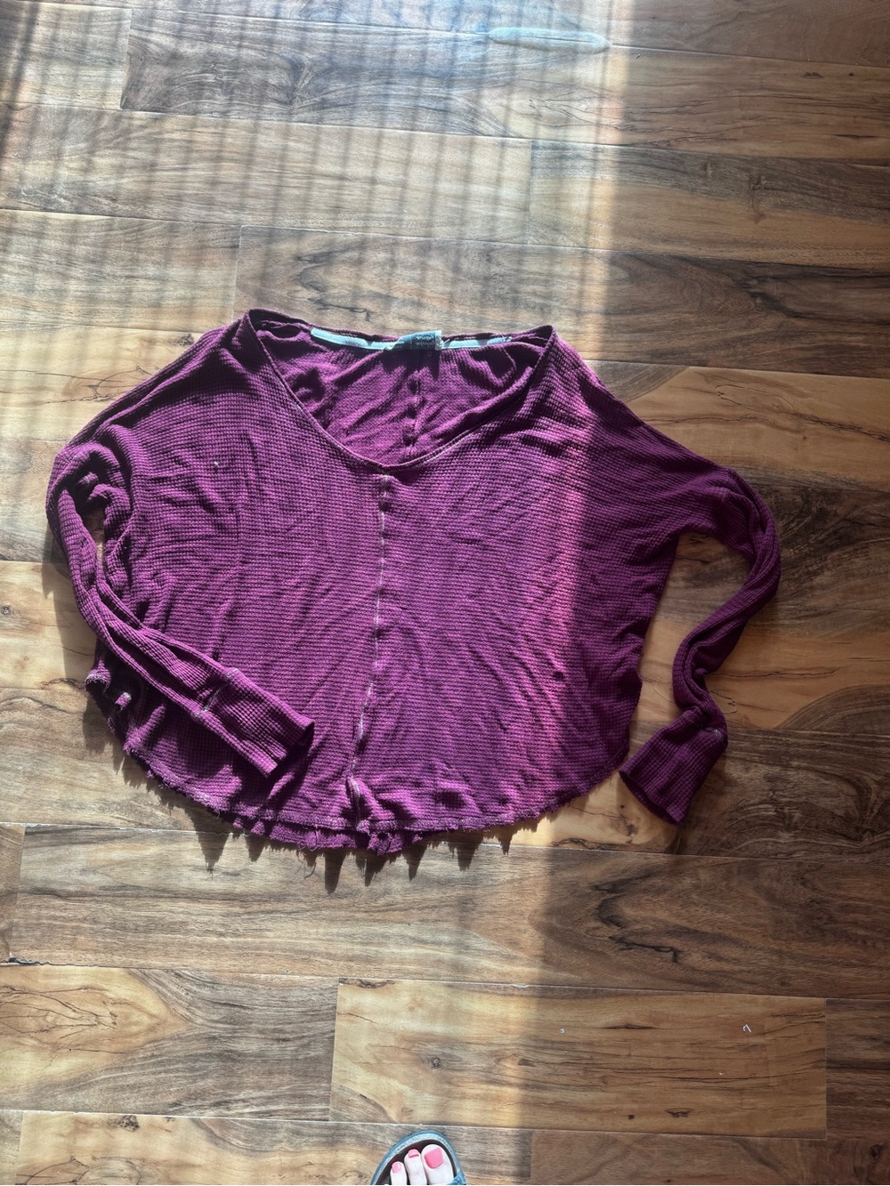 Anthropologie Long Sleeve Ribbed Scoop Top - Plum